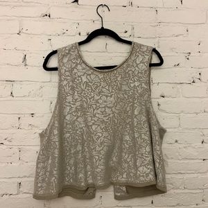 Free People metallic floral crop top silver & tan